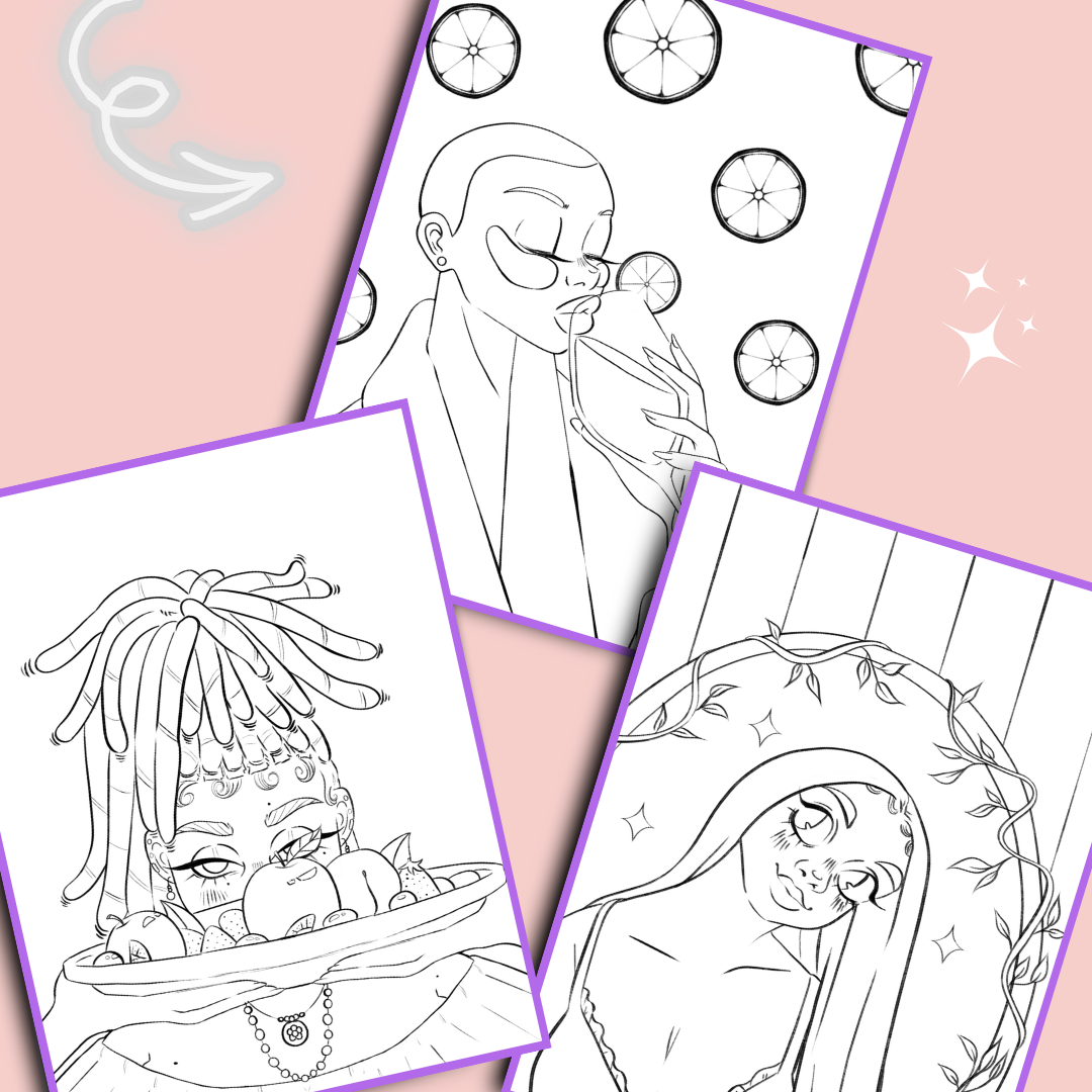 5 Printable Digital Coloring Pages: Black Girl Magic Collection