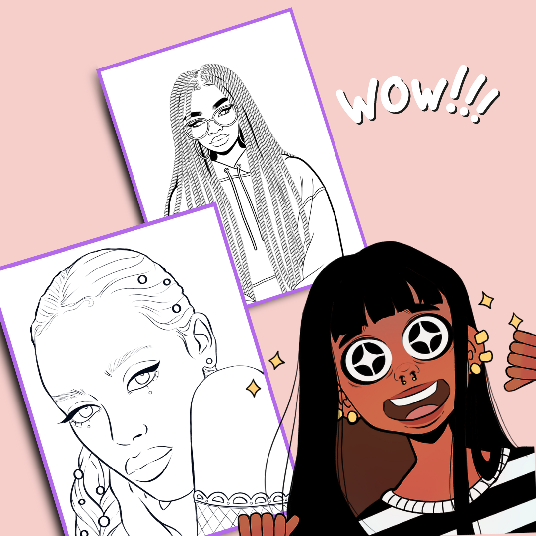 5 Pretty Printable Digital Coloring Pages: Black Girl Magic Collection