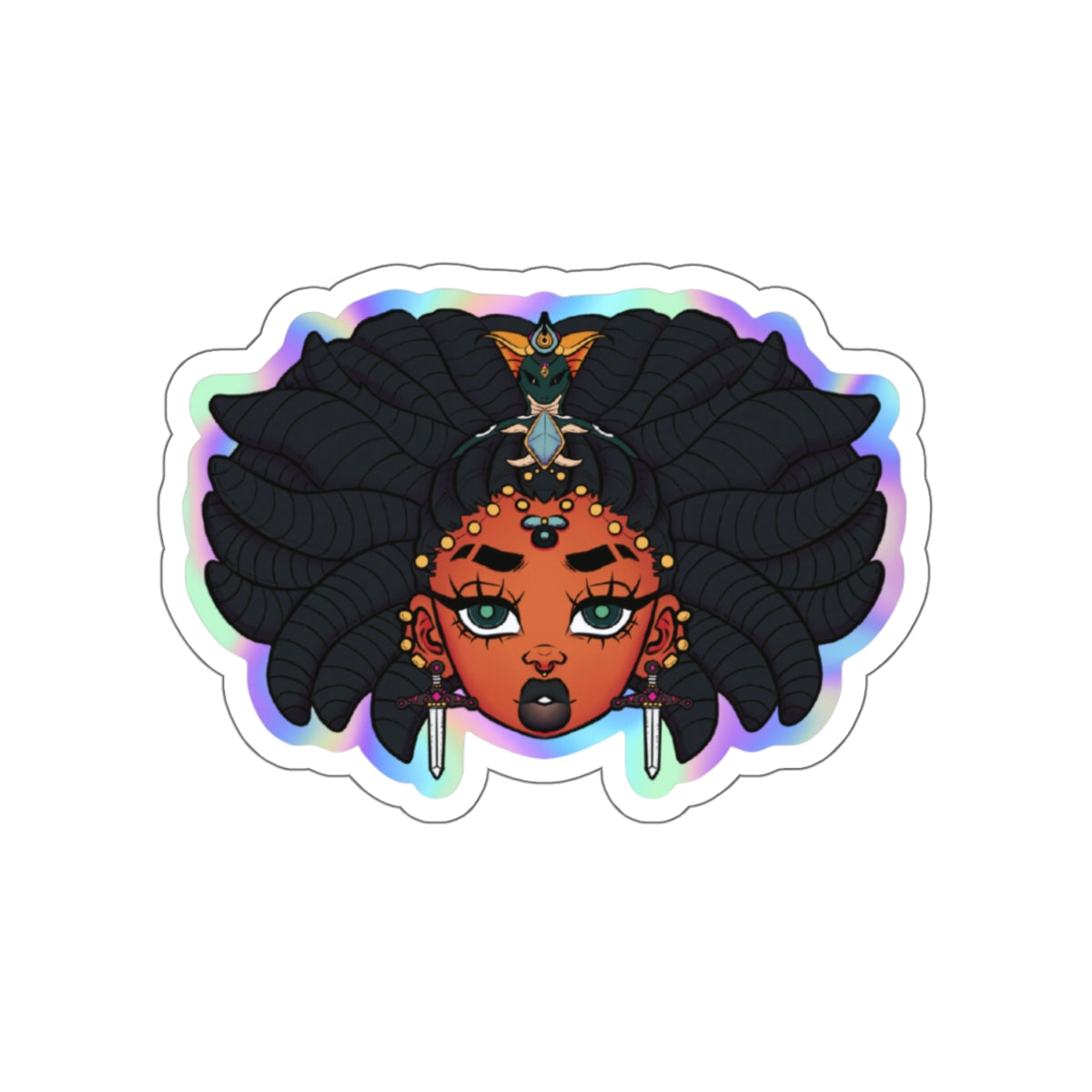 Black girl medusa Holographic / Glossy sticker decoration