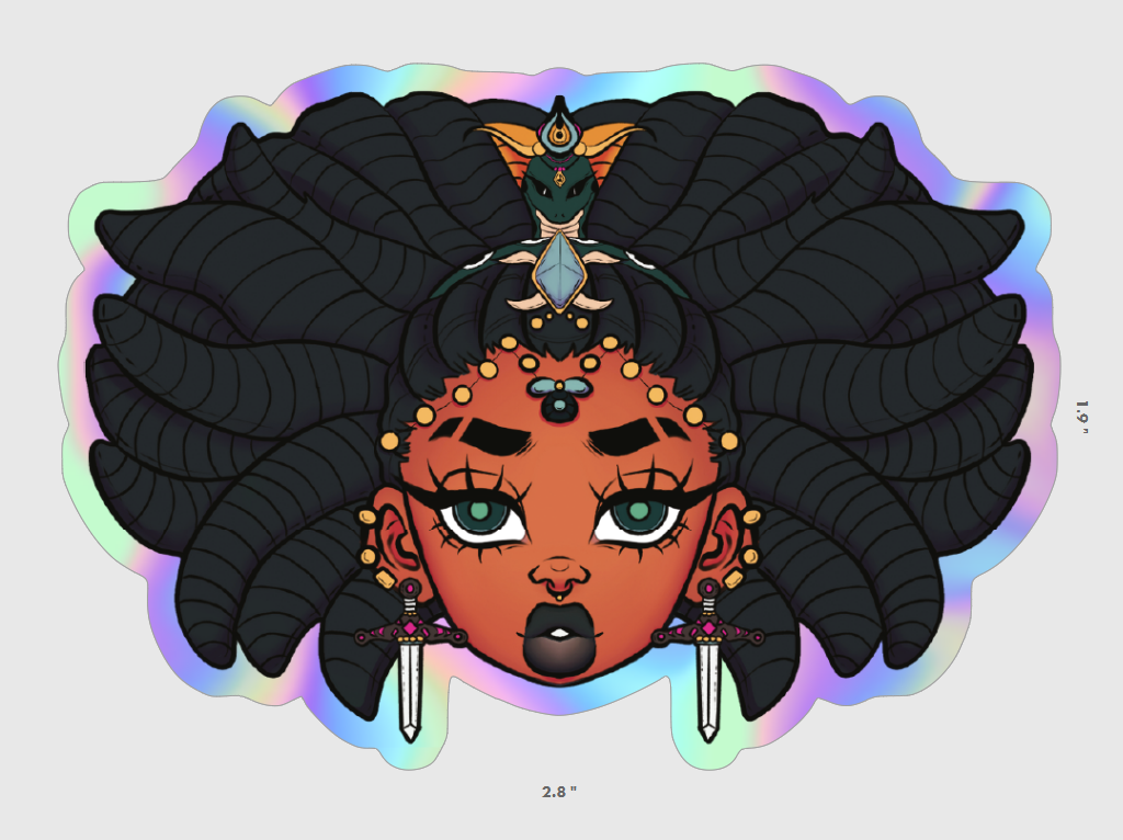 Black girl medusa Holographic / Glossy sticker decoration